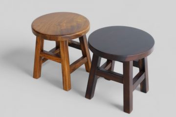 Ghế đôn gỗ tròn nâu và đen