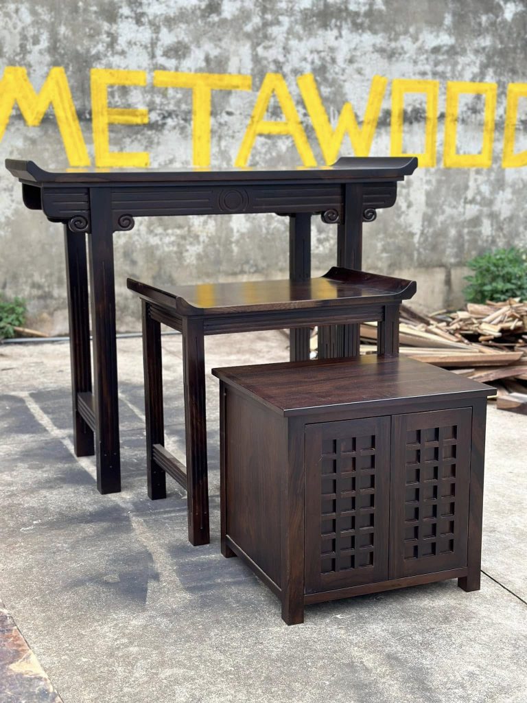 Hệ tủ thờ tam cấp gỗ Muồng đen MetaWood